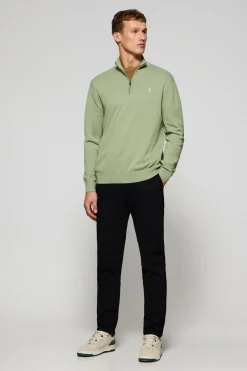 Polo Club Pulls*Pull zippé et Rigby Go brodé Vert jade