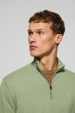 Polo Club Pulls*Pull zippé et Rigby Go brodé Vert jade