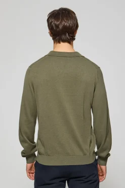 Polo Club Pulls|Polos*Pull Martin à col polo en V et détail Vert militaire