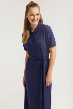 Polo Club Robes*Robe bleu e à manches chauve-souris et logo brodé ton sur ton Marin