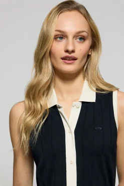 Polo Club Robes*Robe sans manches avec bouton nacré Bleu Marine