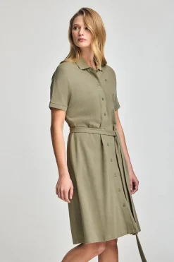 Polo Club Robes*Robe boutonnée verte avec broderie PC Vert sauge