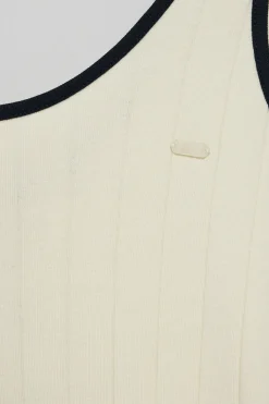 Polo Club Robes*Robe côtelée couleur crème à bretelles avec bouton nacré Beige