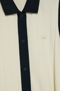 Polo Club Robes*Robe côtelée couleur crème sans manches avec bouton nacré Beige