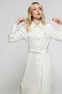 Polo Club Robes*Robe midi en lin he avec un détail brodé Rigby Go Blanc