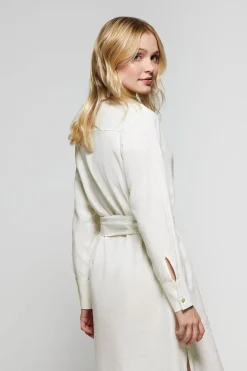 Polo Club Robes*Robe midi en lin he avec un détail brodé Rigby Go Blanc