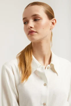 Polo Club Robes*Robe midi en lin he avec un détail brodé Blanc