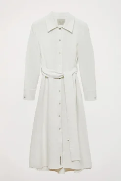 Polo Club Robes*Robe midi en lin he avec un détail brodé Blanc