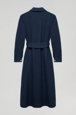 Polo Club Robes*Robe midi en lin avec un détail brodé Rigby Go Bleu Marine
