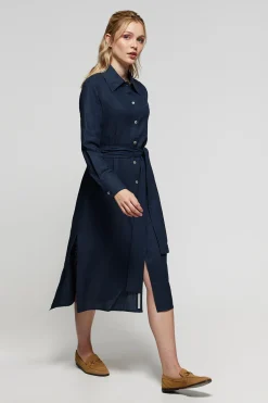 Polo Club Robes*Robe midi en lin avec un détail brodé Rigby Go Bleu Marine