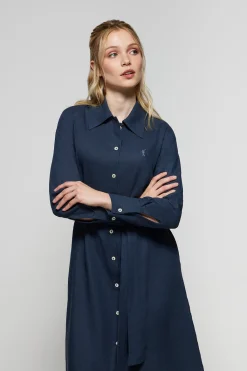 Polo Club Robes*Robe midi en lin avec un détail brodé Rigby Go Bleu Marine