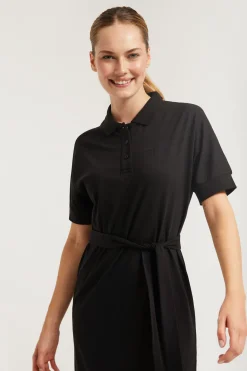 Polo Club Robes*Robe e à manches chauve-souris et logo brodé ton sur ton Noir