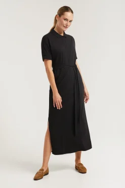 Polo Club Robes*Robe e à manches chauve-souris et logo brodé ton sur ton Noir