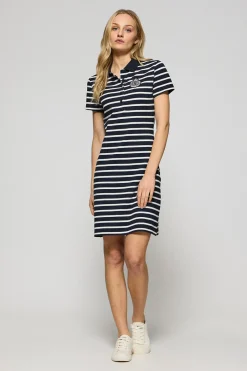 Polo Club Robes*Robe polo à col rayé avec écusson nautique Bleu Marine