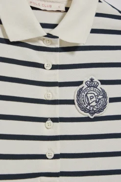 Polo Club Robes*Robe polo écru à col rayé avec écusson nautique Beige