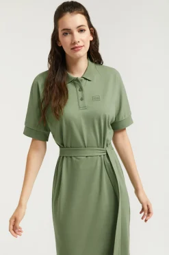 Polo Club Robes*Robe verte à manches chauve-souris et logo brodé ton sur ton Vert chaud