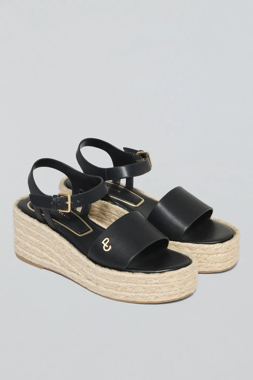 Polo Club Chaussures*Sandales à semelles compensées en jute Aurora avec un détail métallisé Noir
