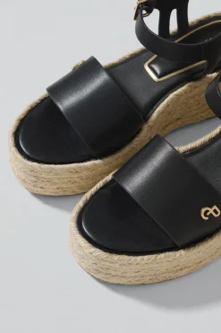 Polo Club Chaussures*Sandales à semelles compensées en jute Aurora avec un détail métallisé Noir