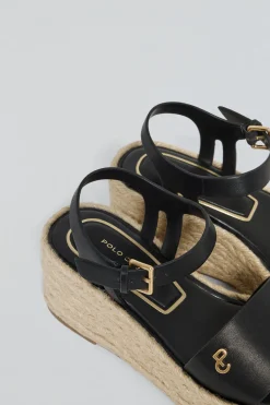 Polo Club Chaussures*Sandales à semelles compensées en jute Aurora avec un détail métallisé Noir