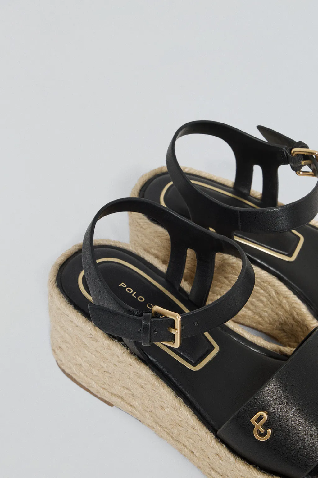 Polo Club Chaussures*Sandales à semelles compensées en jute Aurora avec un détail métallisé Noir