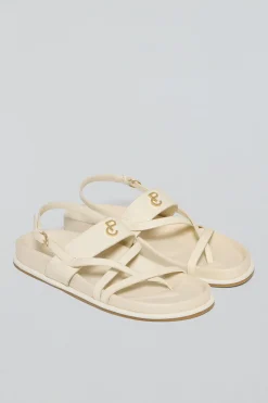Polo Club Chaussures*Sandales bio à lanières Allegra beige avec détails métalliques Crème