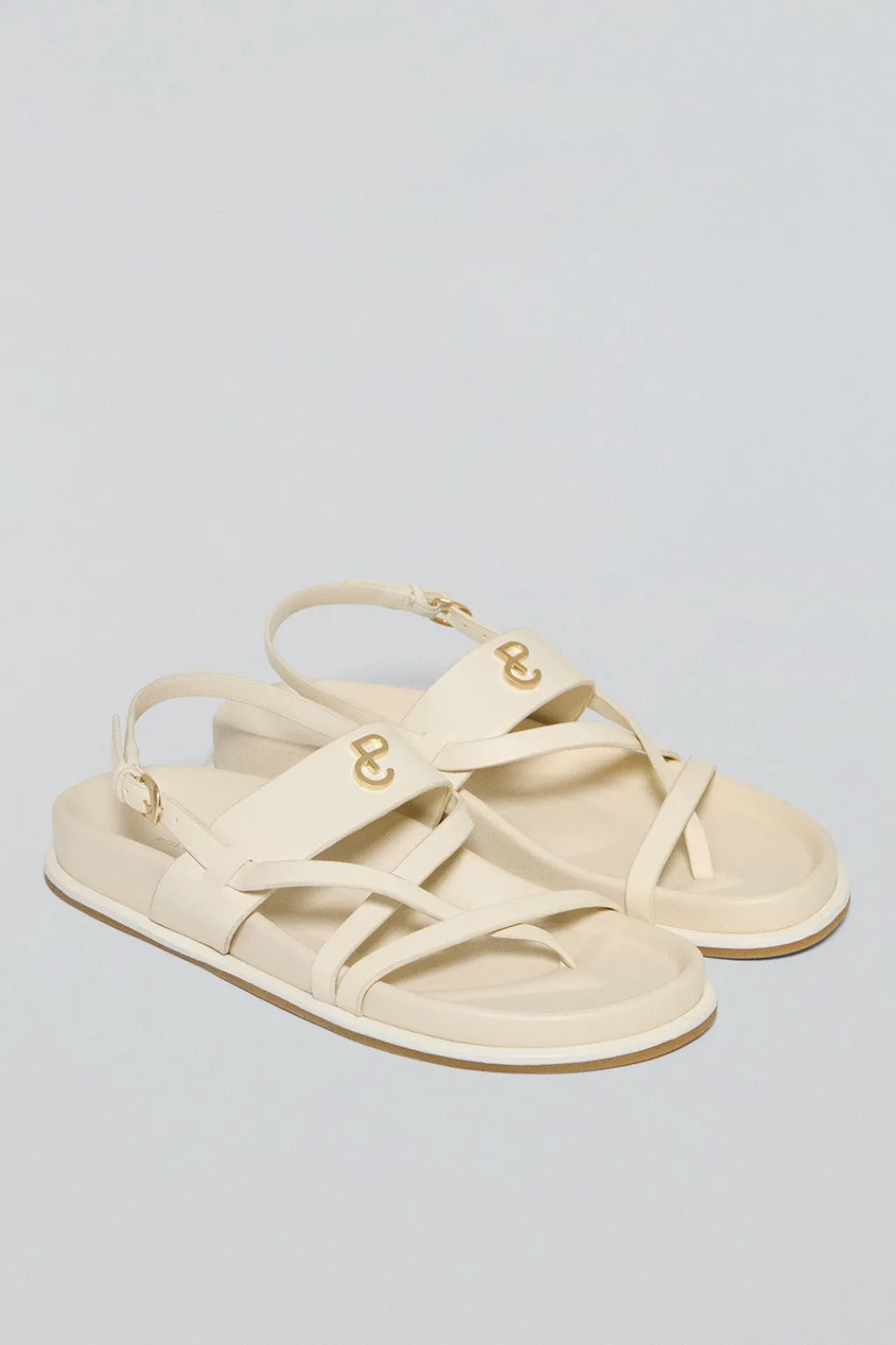 Polo Club Chaussures*Sandales bio à lanières Allegra beige avec détails métalliques Crème
