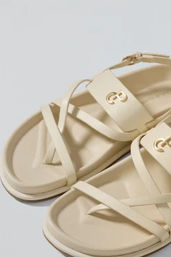 Polo Club Chaussures*Sandales bio à lanières Allegra beige avec détails métalliques Crème