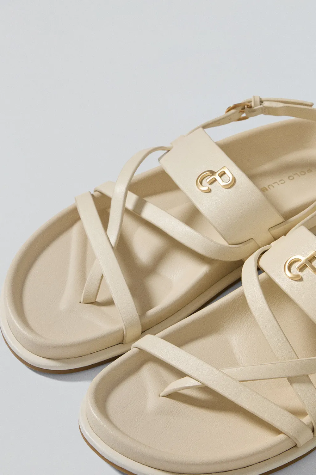 Polo Club Chaussures*Sandales bio à lanières Allegra beige avec détails métalliques Crème