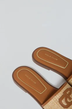 Polo Club Chaussures*Sandales en raphia Greta marron avec logo PC Brun