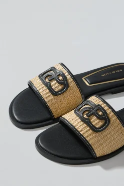 Polo Club Chaussures*Sandales en raphia Greta es avec logo PC Noir