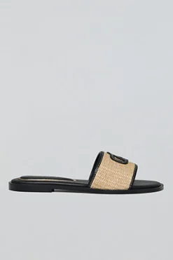 Polo Club Chaussures*Sandales en raphia Greta es avec logo PC Noir