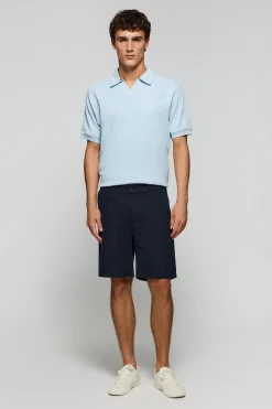 Polo Club Pantalons*Short Bali en lin et coton avec détails brodés Bleu Marine
