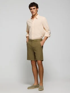 Polo Club Pantalons*Short Bali en lin et coton couleur vert avec détails brodés Kaki