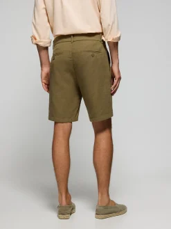 Polo Club Pantalons*Short Bali en lin et coton couleur vert avec détails brodés Kaki