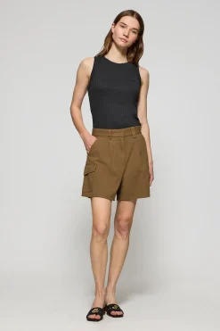 Polo Club Pantalons*Short en sergé Menfis couleur avec détails Camel