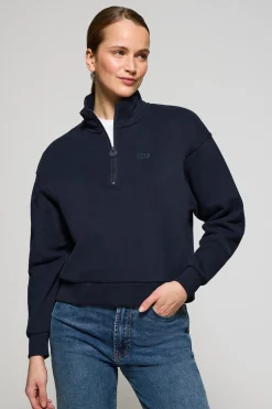 Polo Club Sweat-Shirts*Sweat à demi-fermeture éclair avec logo en caoutchouc Bleu Marine