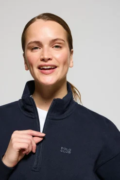 Polo Club Sweat-Shirts*Sweat à demi-fermeture éclair avec logo en caoutchouc Bleu Marine