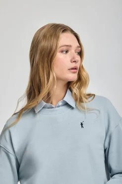 Polo Club Sweat-Shirts*Sweat bleu clair à col ras du cou et broderie Rigby Go Bleu ciel