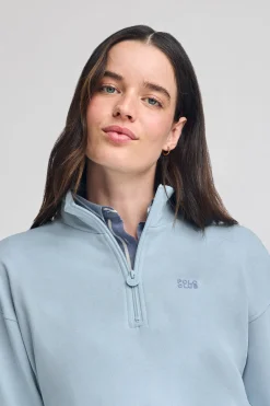 Polo Club Sweat-Shirts*Sweat bleu clair boxy fit à logo caoutchouté Bleu ciel