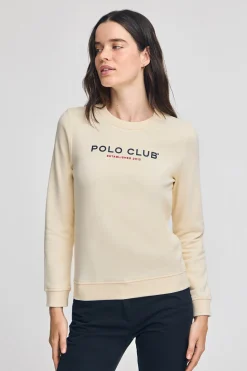 Polo Club Sweat-Shirts*Sweat écru avec logo et logo caoutchouté Beige