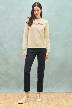 Polo Club Sweat-Shirts*Sweat écru avec logo et logo caoutchouté Beige