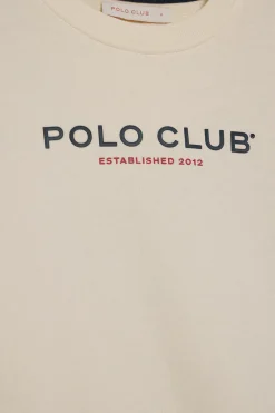 Polo Club Sweat-Shirts*Sweat écru avec logo et logo caoutchouté Beige