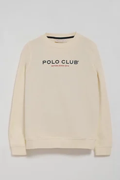 Polo Club Sweat-Shirts*Sweat écru avec logo et logo caoutchouté Beige