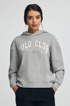 Polo Club Sweat-Shirts*Sweat gris chiné avec capuche et logo established 2012 Gris Vigoré