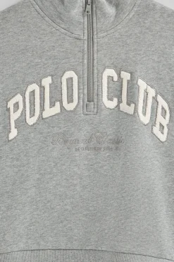 Polo Club Sweat-Shirts*Sweat gris chiné avec Col montant et logo established 2012 Gris Vigoré