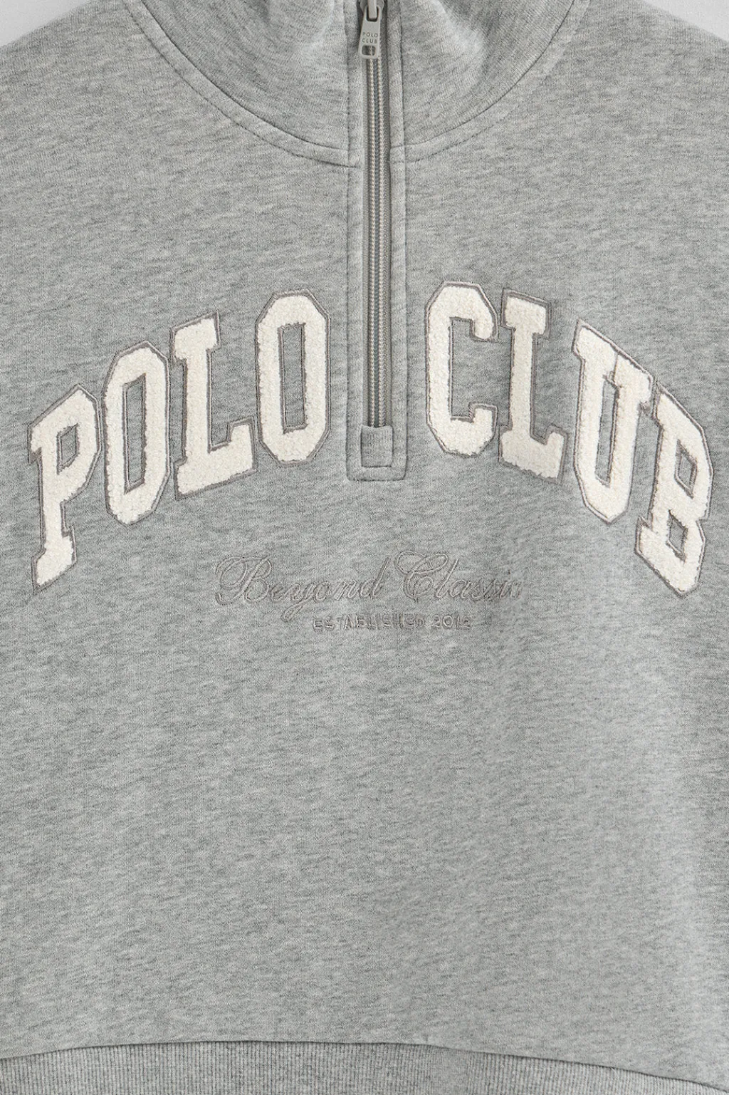 Polo Club Sweat-Shirts*Sweat gris chiné avec Col montant et logo established 2012 Gris Vigoré