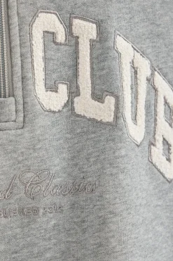 Polo Club Sweat-Shirts*Sweat gris chiné avec Col montant et logo established 2012 Gris Vigoré
