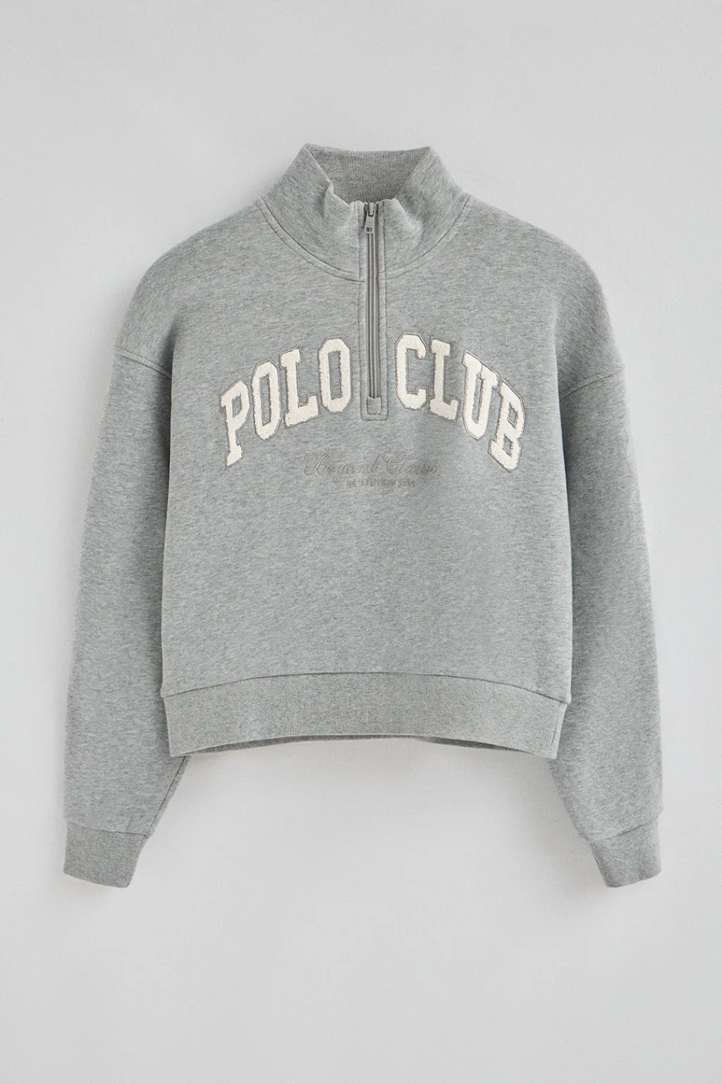 Polo Club Sweat-Shirts*Sweat gris chiné avec Col montant et logo established 2012 Gris Vigoré