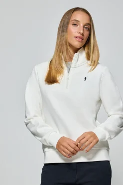 Polo Club Sweat-Shirts*Sweat-shirt à demi-fermeture éclair blanc cassé avec logo Rigby Go Beige