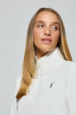 Polo Club Sweat-Shirts*Sweat-shirt à demi-fermeture éclair blanc cassé avec logo Rigby Go Beige